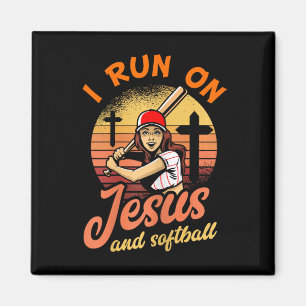 Aimant Je Cours Sur Jésus Et Softball Christian Player Ca