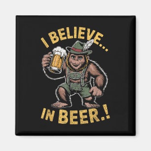 Aimant Je Crois En Bière Drôle Bigfoot Lederhosen Plaisan