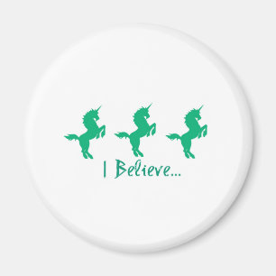 Aimant Je Crois Green Unicorn Design