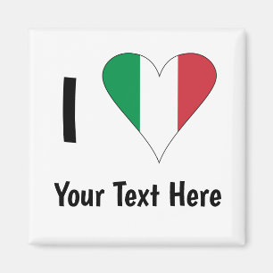Aimant Je (Drapeau Italien Cœur Amour) Votre Texte