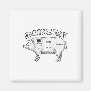 Aimant Je fumerais cette drôle de barbecue fumeuse Vintag