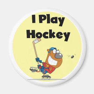 Aimant Je joue aux t-shirts et cadeaux de hockey