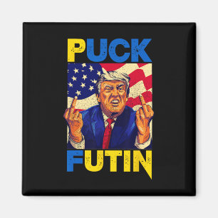 Aimant Je me tiens avec l'Ukraine Mème Trump Puck Futin V