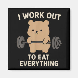 Aimant Je M'Efforce De Manger Tout Mignonne Bear Fitness