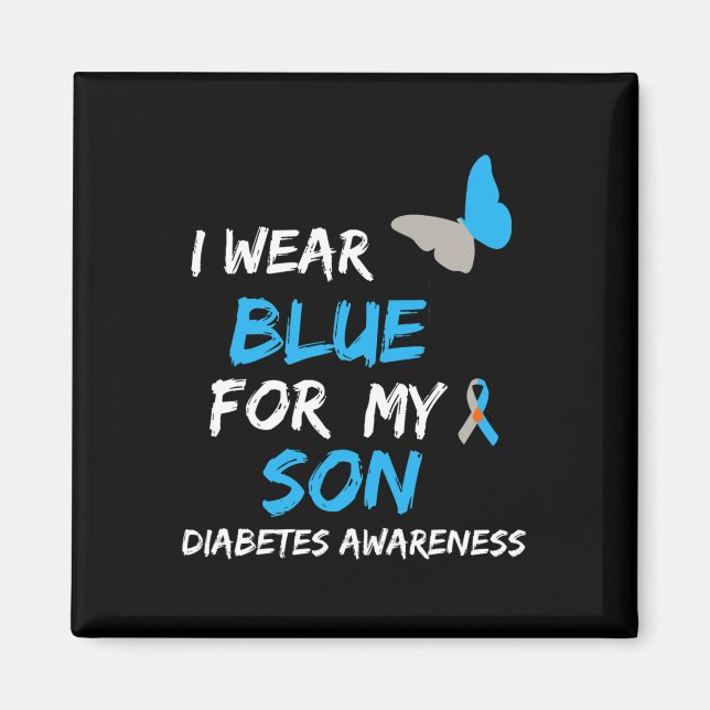 Aimant Je Porte Du Bleu Pour Mon Fils Diabète Sensibilisa (Devant)