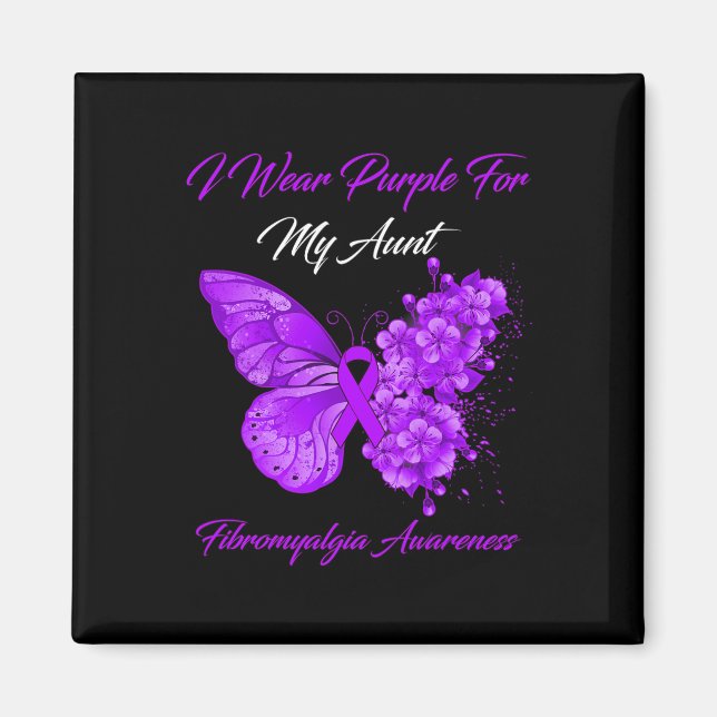 Aimant Je Porte Du Violet Pour Ma Tante Fibromyalgie Sens (Devant)