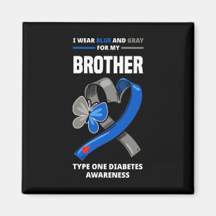Aimant Je porte le bleu et le gris pour mon frère type un