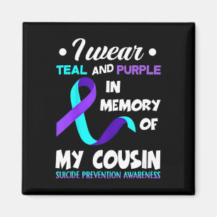 Aimant Je porte Turquoise et violet Cousin Suicide Préven