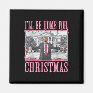 Aimant Je serai à la maison pour Noël Père Noël drôle Tru