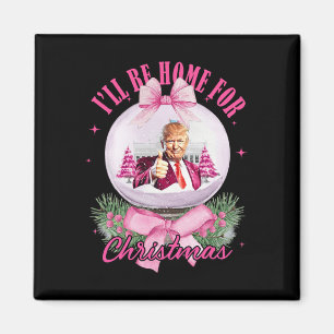 Aimant Je serai à la maison pour Noël Père Noël Funny Paj