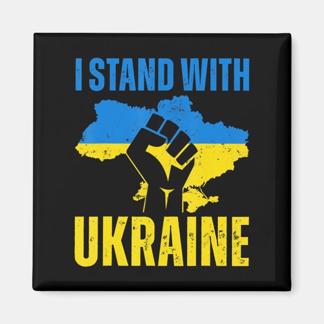 Aimant Je Suis Avec L'Ukraine Le Drapeau Ukrainien Monte  (Devant)