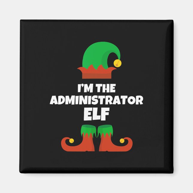 Aimant Je suis l'administrateur Elf Family Pyjama Noël (Devant)