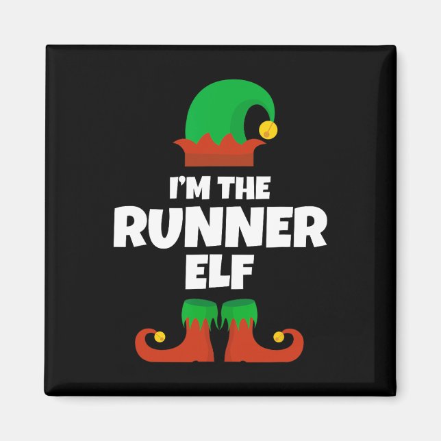 Aimant Je suis le coureur Elf famille Pyjama Noël Funny R (Devant)