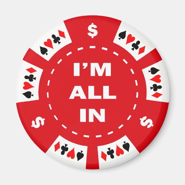 Aimant Je suis tout en Red Poker Chip (Devant)