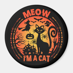 Aimant Je suis un chat, un chat à halloween