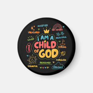 Aimant Je suis un Enfant de Dieu Rétro chrétien Jésus Foi