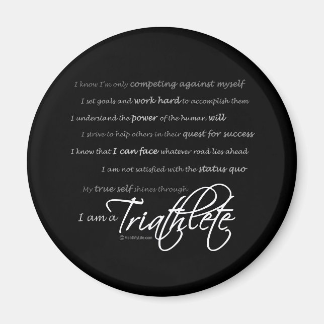 Aimant Je suis un Triathlète - Script (Devant)