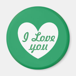 Aimant "Je t'aime" Coeur blanc sur Kelly green