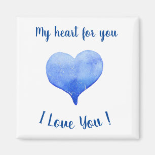 Aimant Je t'aime Coeur Bleu mignon Saint Valentin