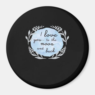 Aimant Je t'aime jusqu'à la lune et retour, un design sin