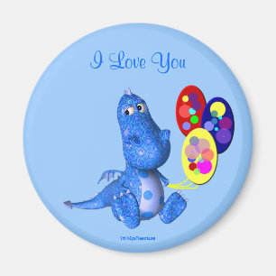 Aimant Je t'aime le dragon bleu monte en ballon l'aimant