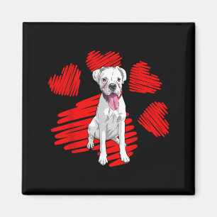 Aimant Je T'aime Mon Boxer Blanc Patte de Chien Cœur Sain