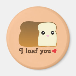 Aimant Je t'aime pain kawaii drôle dessin animé jeu de no
