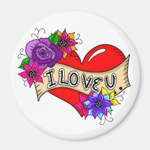 Aimant Je T'Aime Tattoo Heart Art Personnalisé