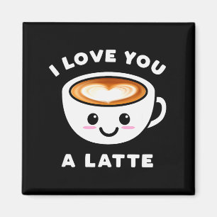Aimant Je T'Aime Un Latte Drôle Mignon Café Cœur Valenti