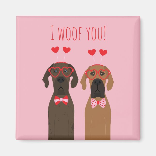 Aimant Je Te Dire Valentines Day de grands chiens (Devant)