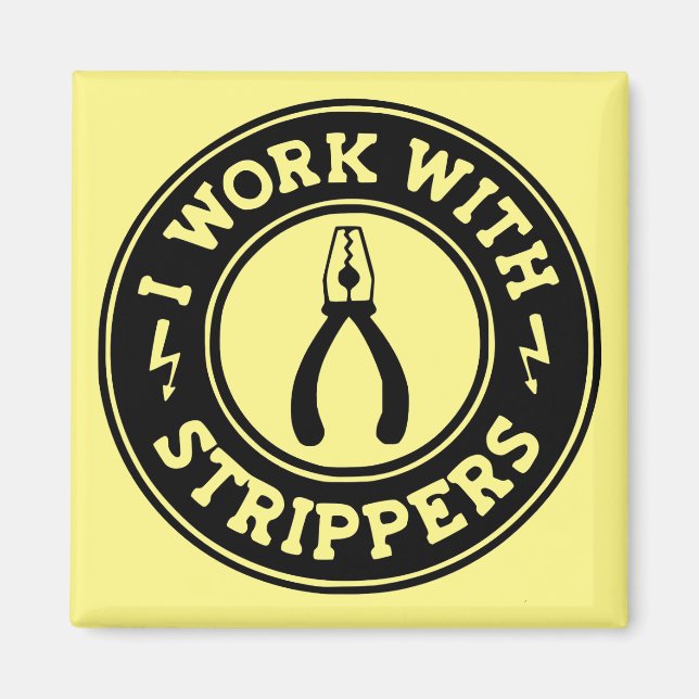 Aimant Je travaille avec les strip-teaseuses #USAPatriotG (Devant)