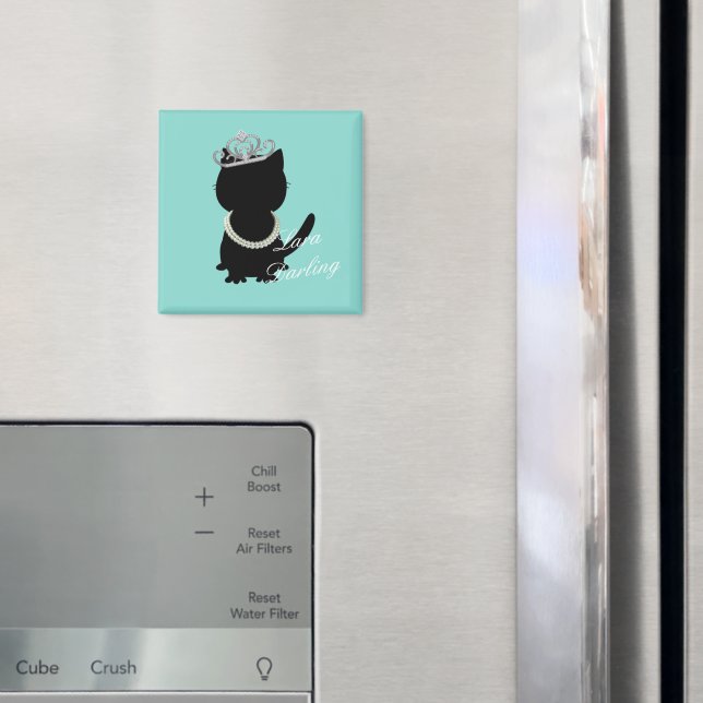 Aimant Je Veux Porter Ma Tiara Chat Douche Turquoise Fête (In situ (réfrigérateur))