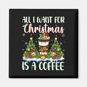 Aimant Je Veux Pour Noël Est Un Café Xmas Lumières Arbre