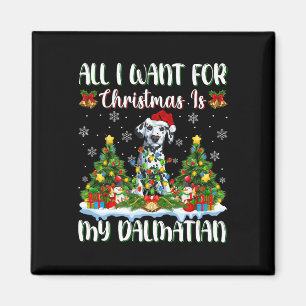 Aimant Je Veux Pour Noël Est Un Chien Dalmate Xmas Tree