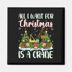 Aimant Je Veux Pour Noël Est Une Grue Lumières Des Arbres