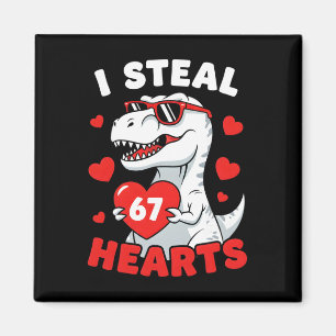 Aimant Je vole 67 cœurs Drôle 67 Saint-Valentin Dinosaure