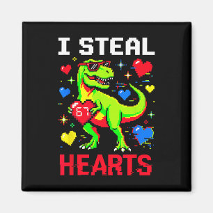 Aimant Je vole des cœurs Pixel Dinosaure Joueur de la Sai