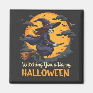 Aimant Je vous souhaite une joyeuse sorcière d'Halloween 
