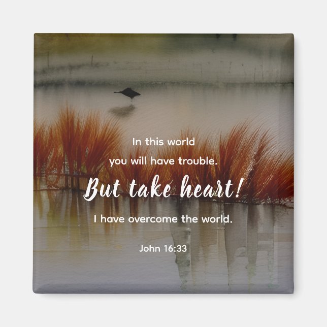 Aimant Jean 16:33 J'ai surmonté la Bible Verse Christian (Devant)