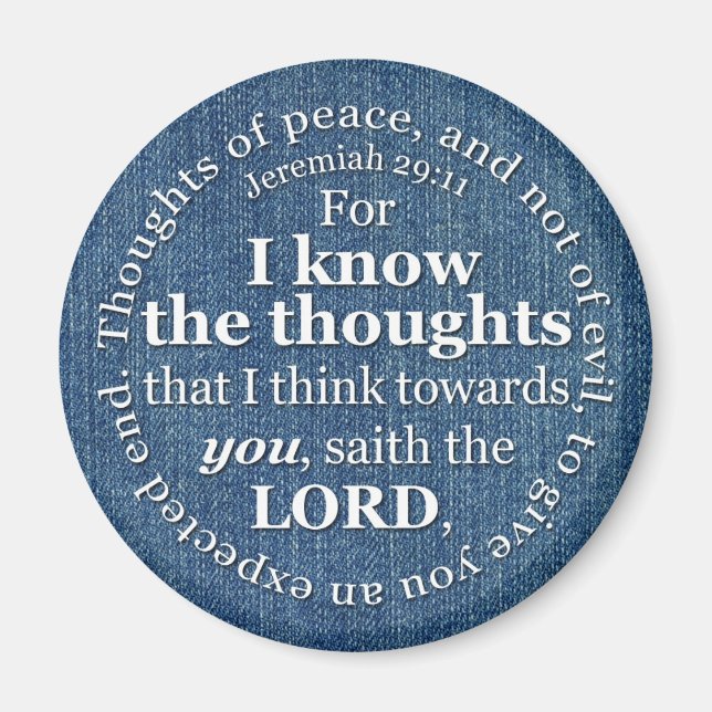 Aimant Jeremiah 29:11 KJV Denim Bible Verse Citation (Devant)