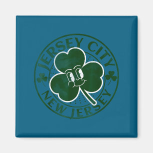 Aimant Jersey City New Jersey Shamrock Irlandais Nj Rétro