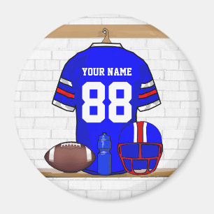 Aimant Jersey de football bleu blanc personnalisé