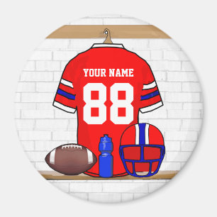 Aimant Jersey de football bleu blanc rouge personnalisé