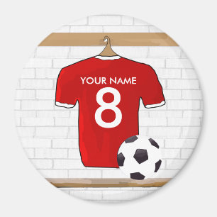 Aimant Jersey de football rouge et blanc personnalisé