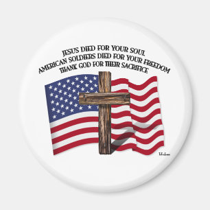Aimant Jésus et la croix rocailleuse USA de soldats amé