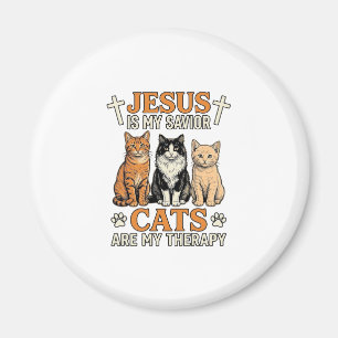 Aimant Jésus et les chats sont ma thérapie Vintage T-shir
