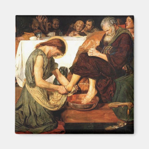 Aimant Jésus lave l'aimant de pieds de disciples