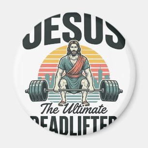 Aimant Jésus l'haltérophile ultime vintage