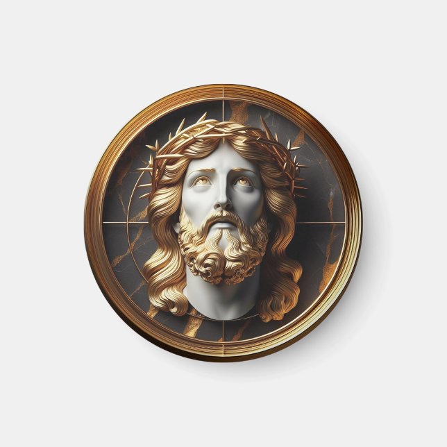 Aimant Jésus regardant dans les cieux avec Rencontre Divi (Devant)