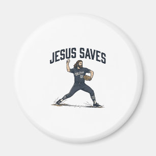 Aimant Jésus Sauve Lanceur de Baseball Vintage Gravure Sh